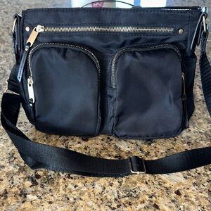 Black Utility Bag, crossbody strap, multiple pockets